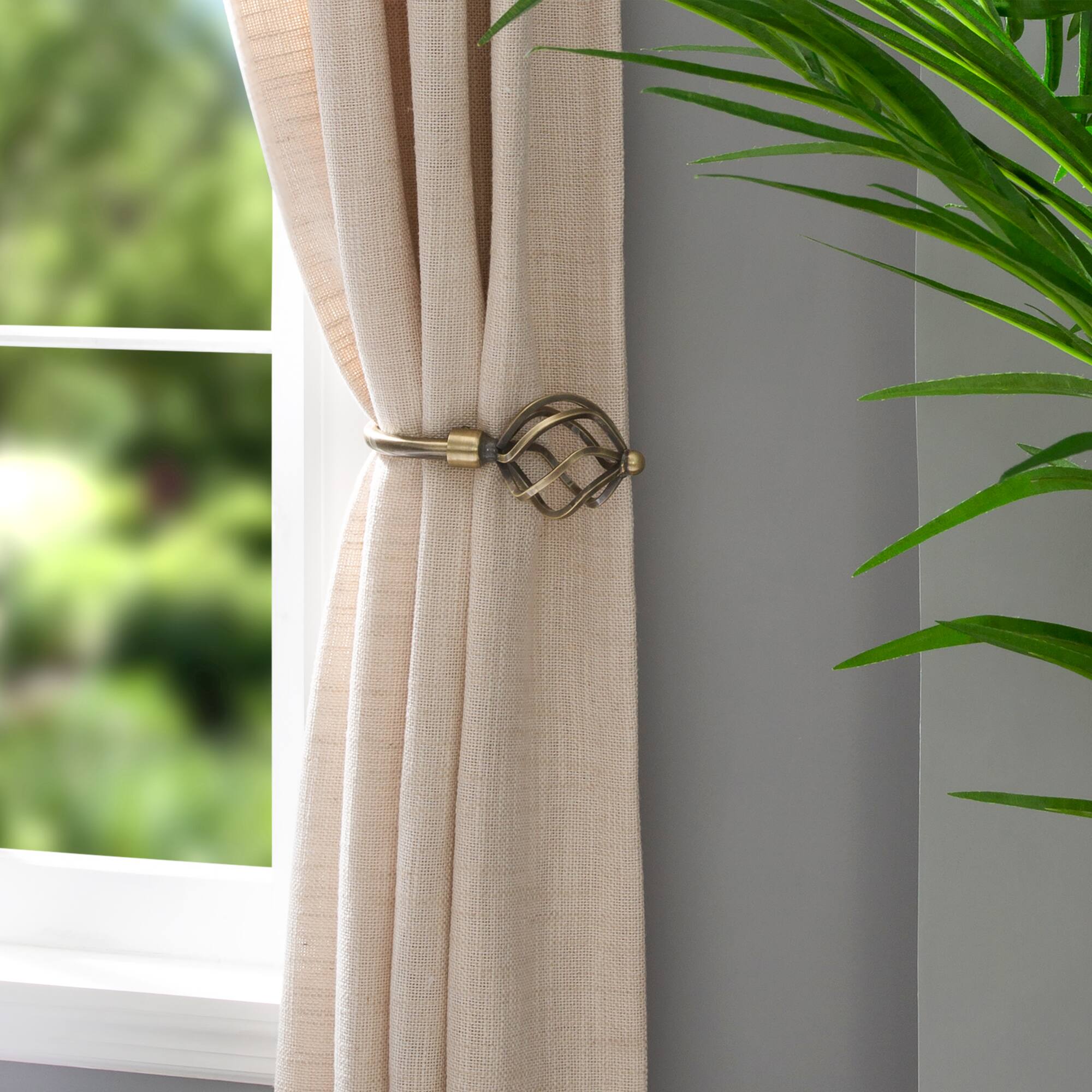 Home Details Antique Brass Royal Twist Curtain Holdback Set